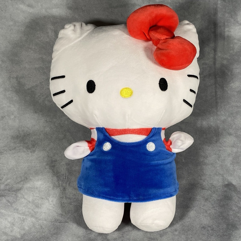 Hello Kitty Plush 12" Stuffed Toy 2024 Sanrio Blue Overall Outfit
